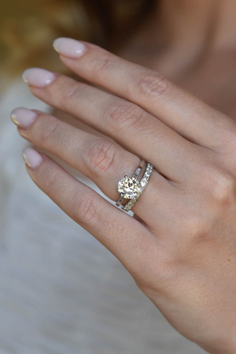 Art Deco 1.75 Carat Diamond Eterntiy Vintage Wedding Band - Size 7.5