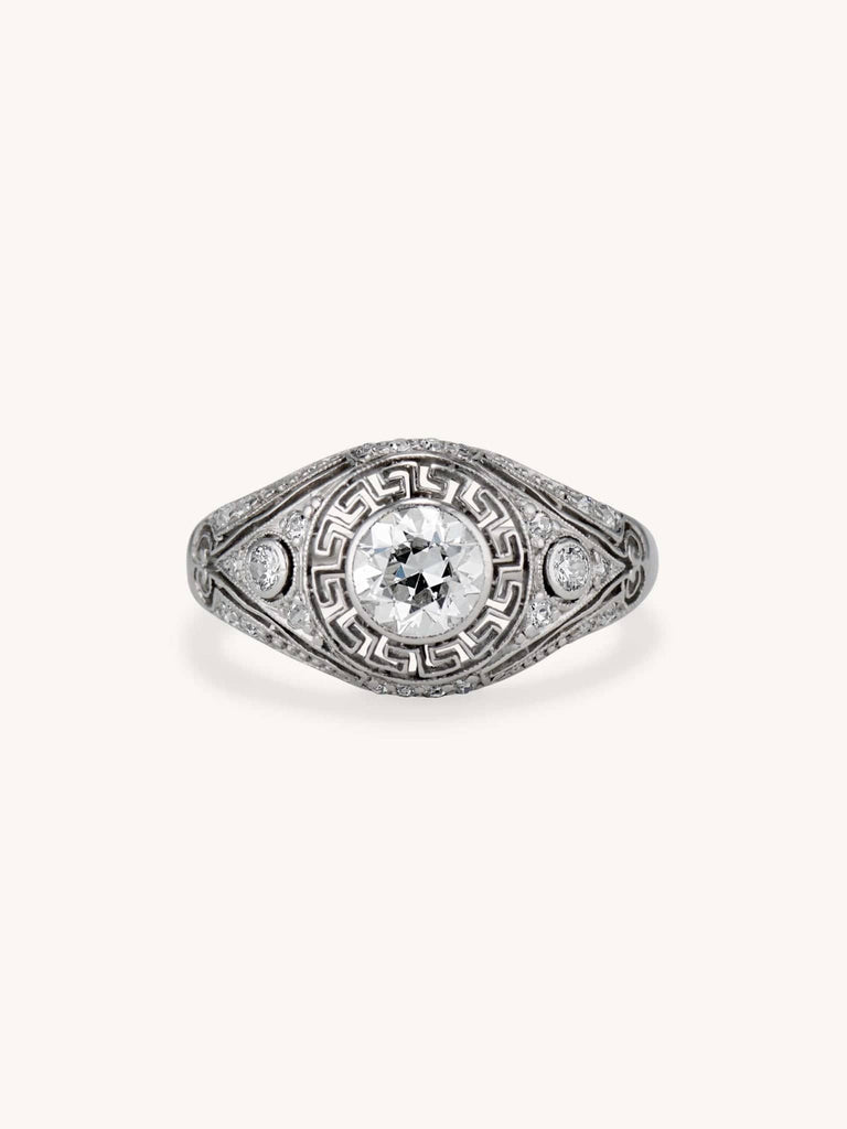 Art Deco Marcus & Co. Old European Cut Diamond Dome Vintage Engagement Ring, America