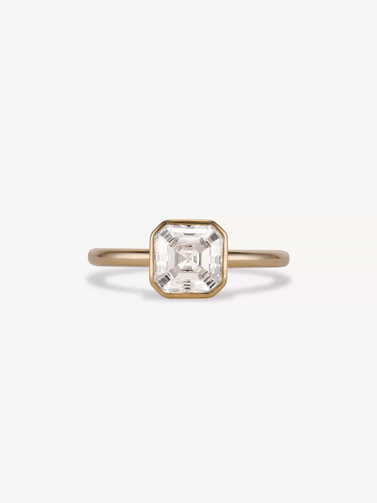 Classic Asscher Cut Diamond Bezel Solitaire Engagement Ring 2.01