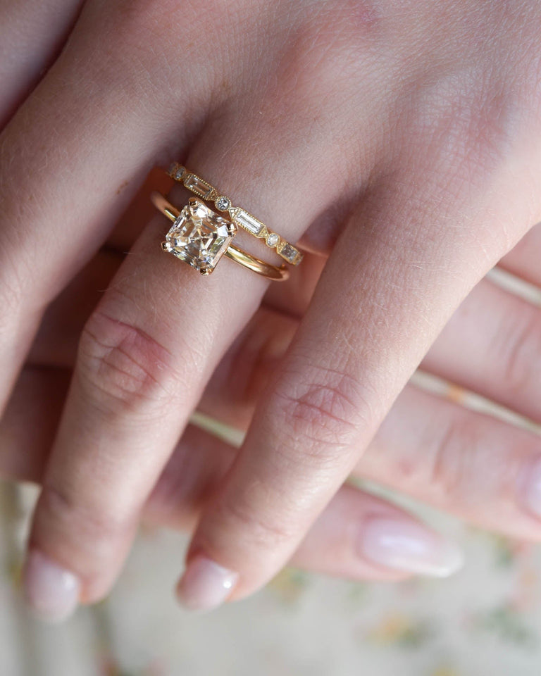 Classic Asscher Cut Diamond Four Prong Solitaire 2.01