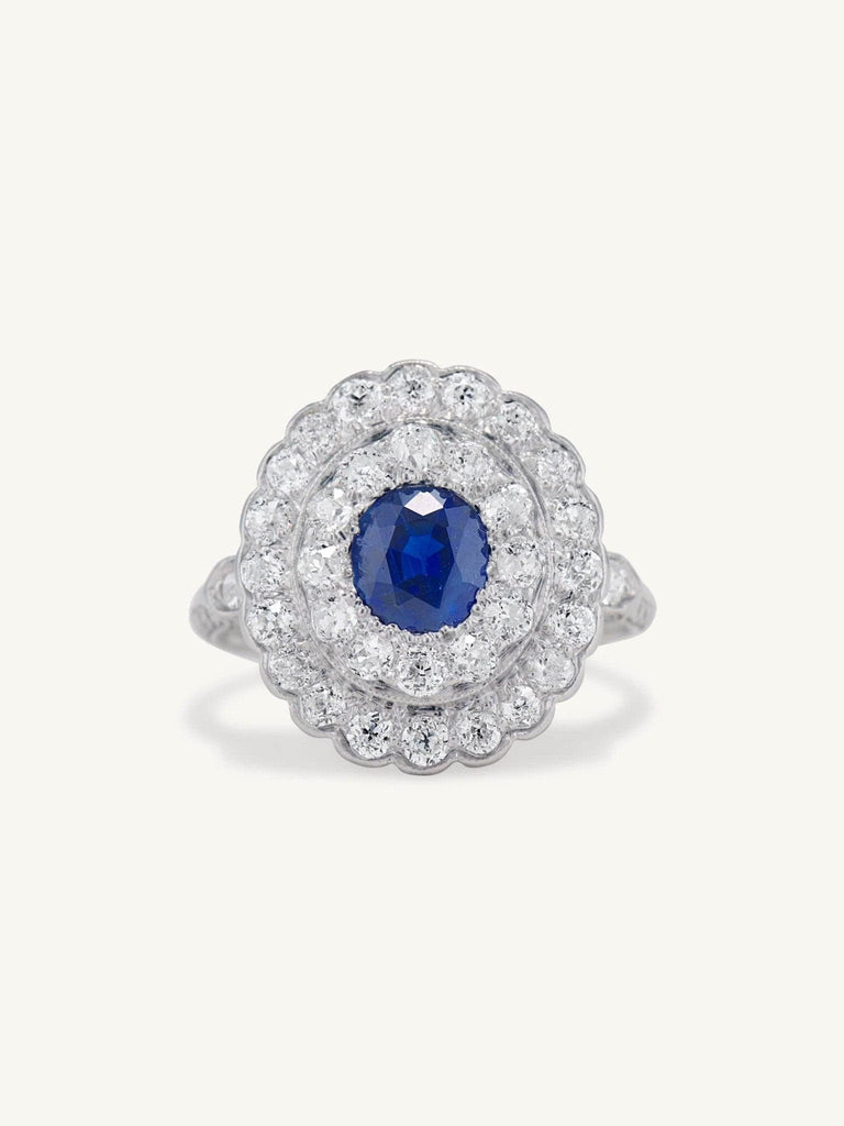 Edwardian Oval Cut Royal Blue Sapphire Ring