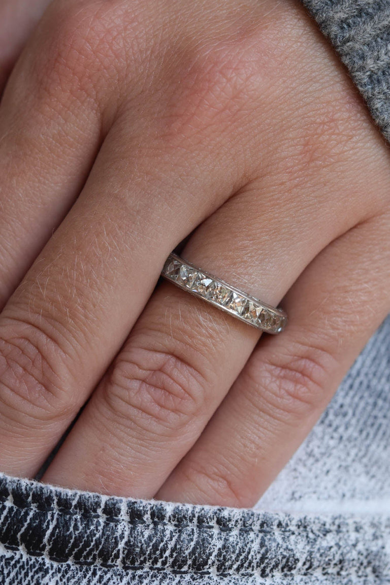 Iconic Art Deco 4 Carat French Cut Diamond Vintage Eternity Band