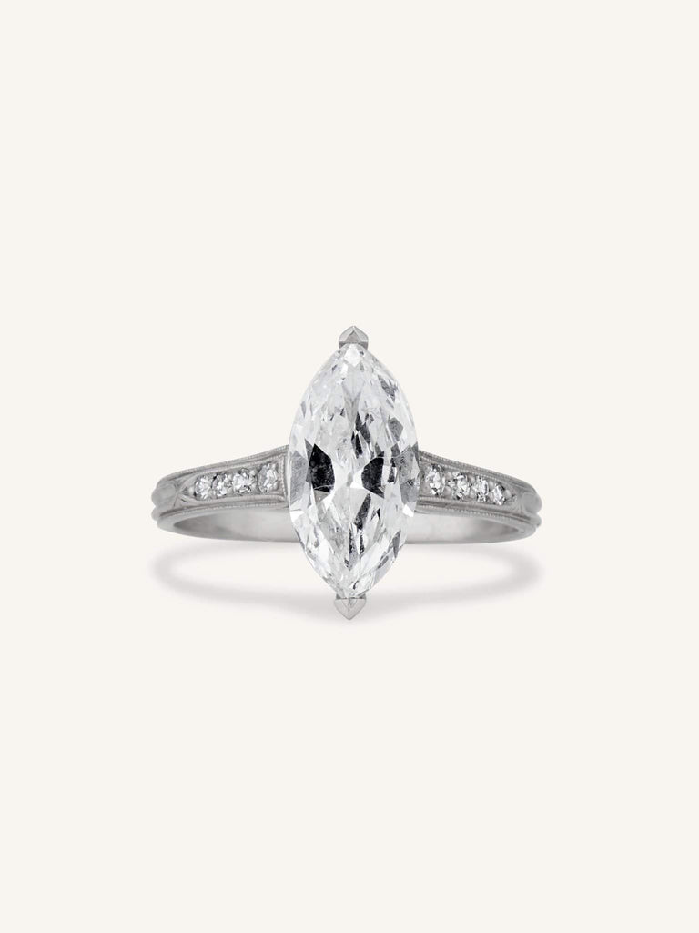 Marcus & Co. 2.06 Carat Marquise Diamond Vintage Engagement Ring