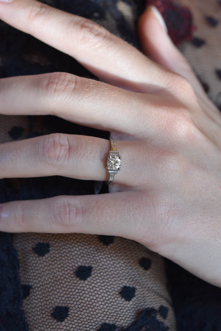 Midcentury Tiffany & Co. Round Brilliant Cut Diamond Solitaire Vintage Engagement Ring