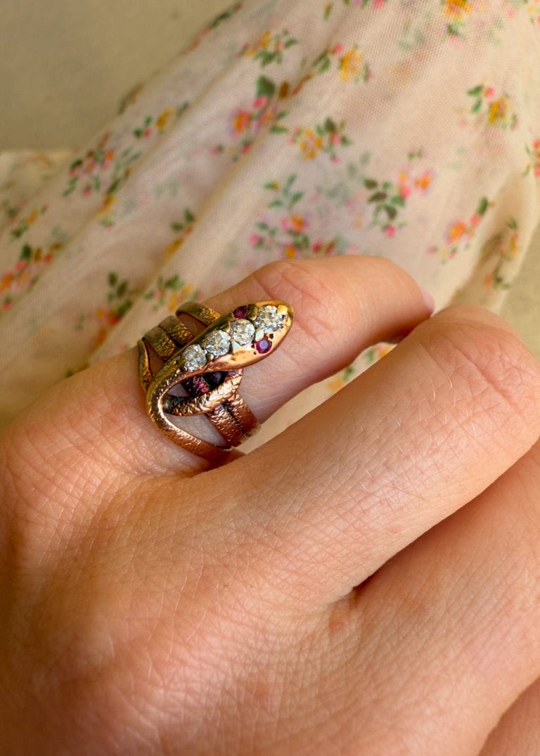 Victorian Ruby & Diamond Gemset Snake Ring