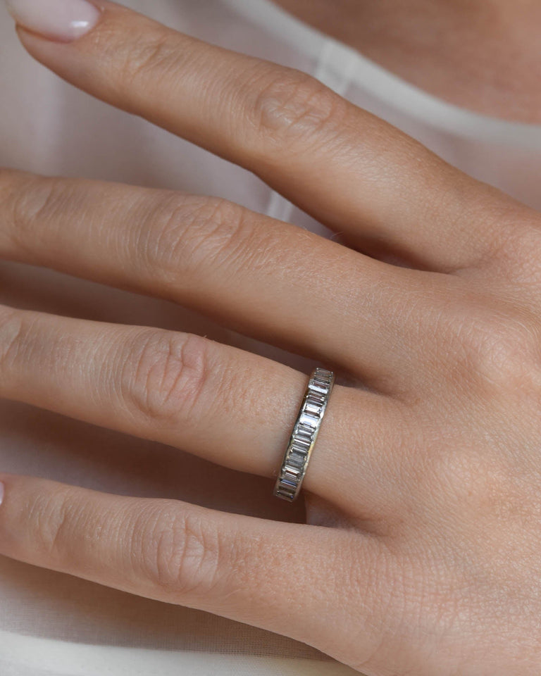 Vintage Midcentury 3.25 Carat Baguette Diamond Eternity Band - Size 6