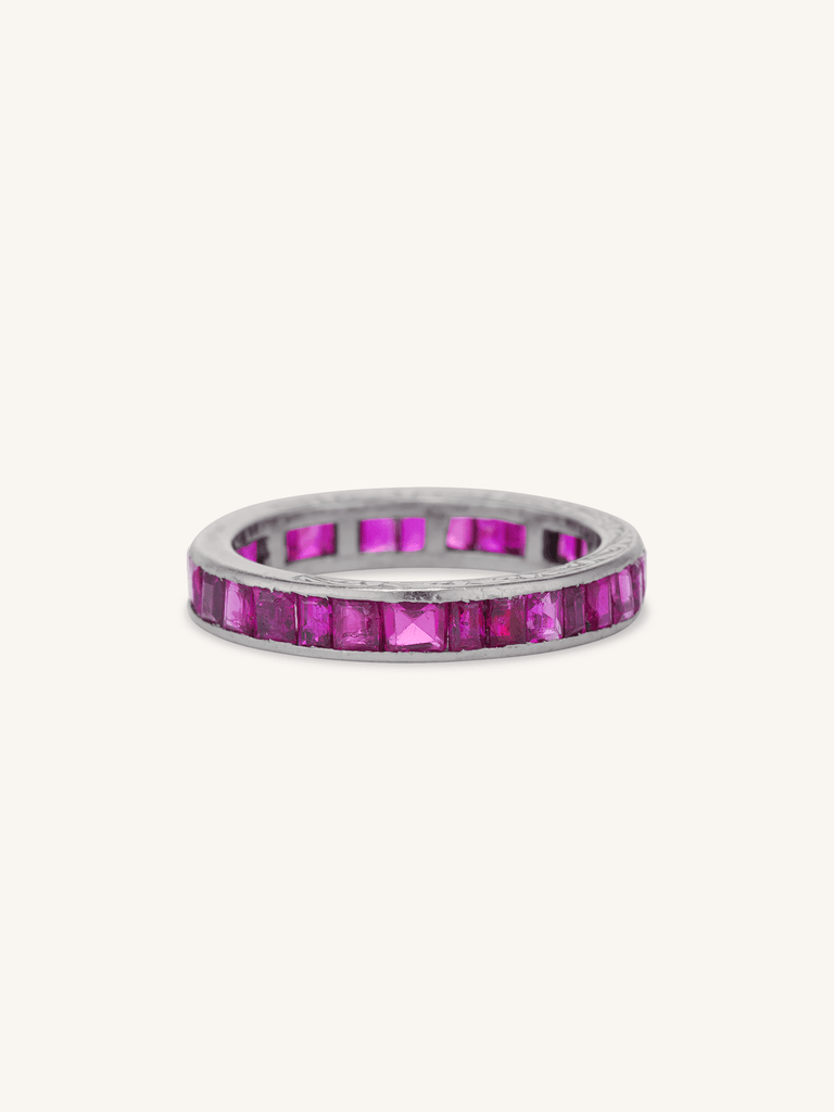 Art Deco 2.10 Carat Emerald Cut Ruby Eternity Band
