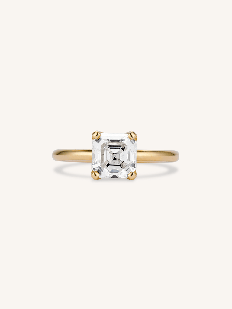 Classic Asscher Cut Diamond Four Prong Solitaire 2.01