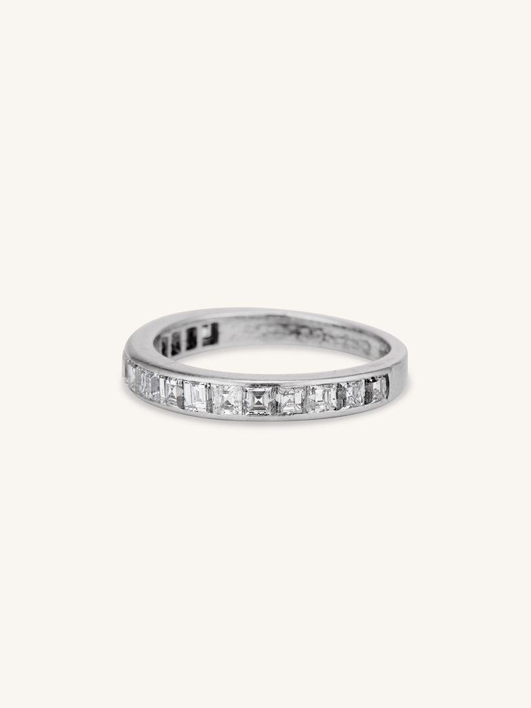 Midcentury Carré Cut Diamond Half Band