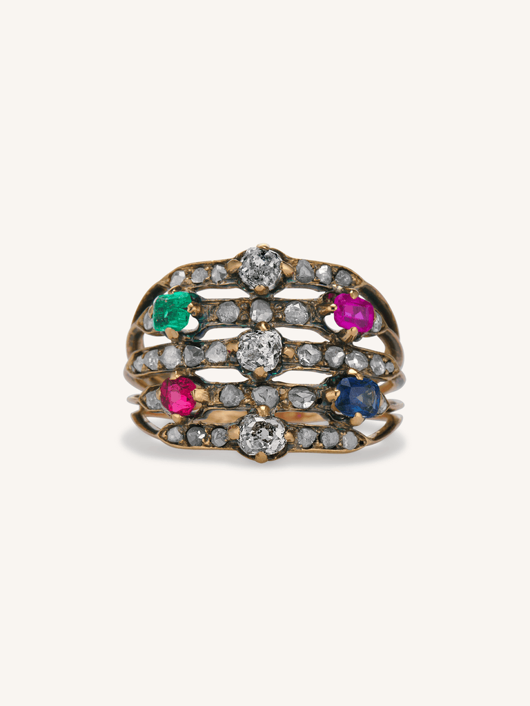 Victorian Multi-Gem Cocktail Ring