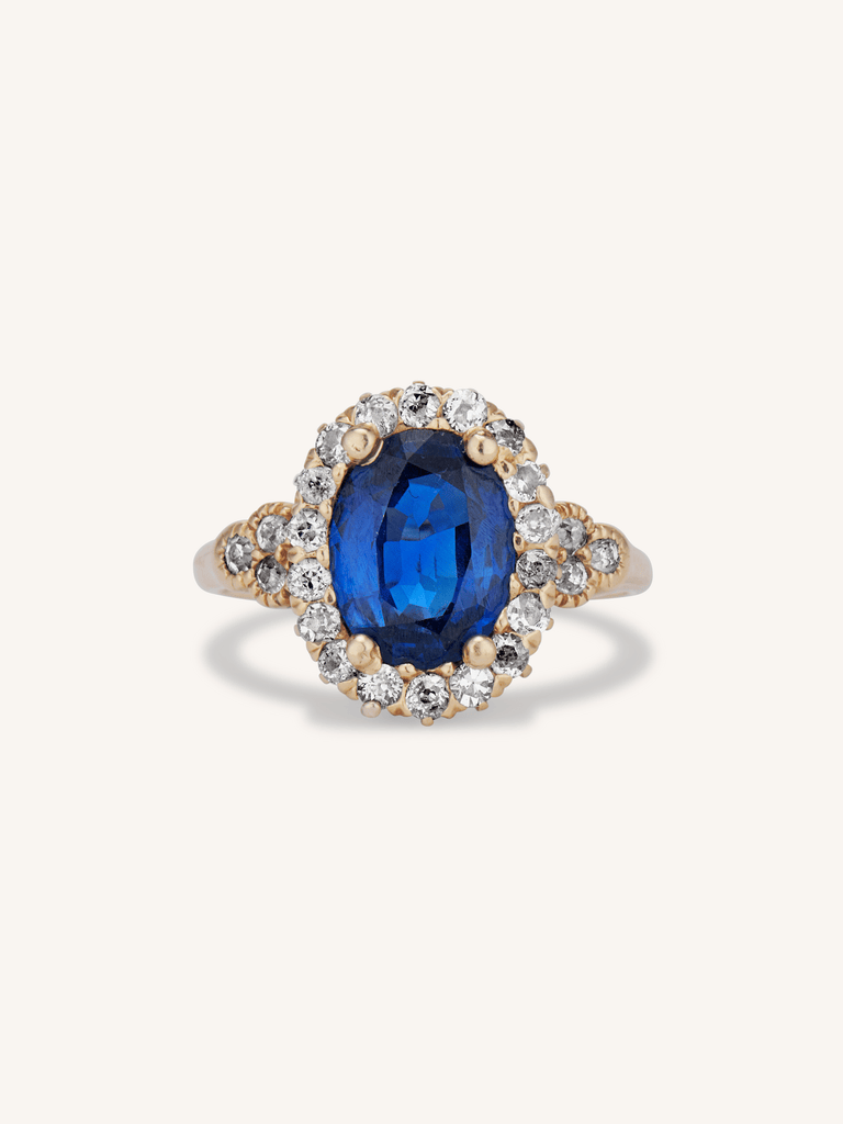 Victorian Sapphire & Diamond Cluster Engagement Ring