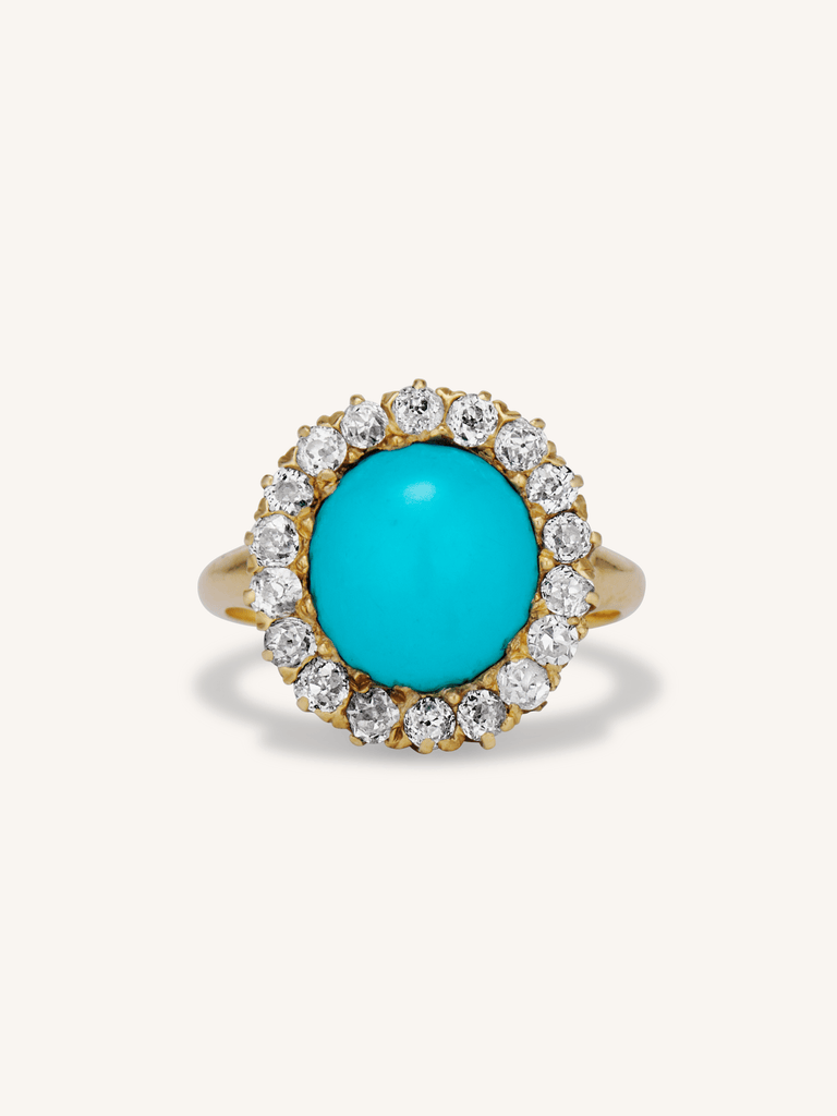 Victorian Turquoise & Diamond Cluster Ring