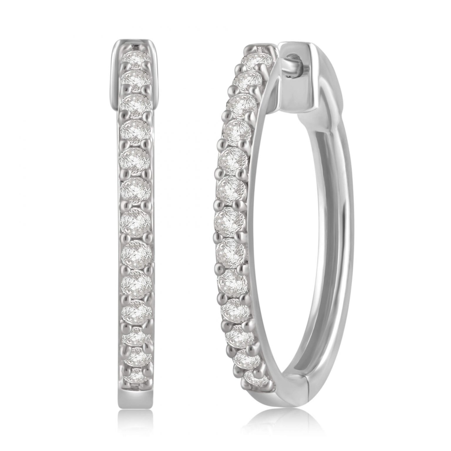 1/10 to 1/2 Carat Diamond Hoop Earrings in Sterling Silver